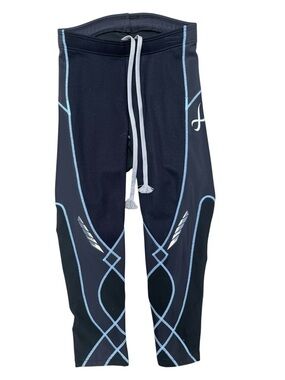 CWX Cycling Stabilyx Black Athletic Insulator Tights Light Blue Trim